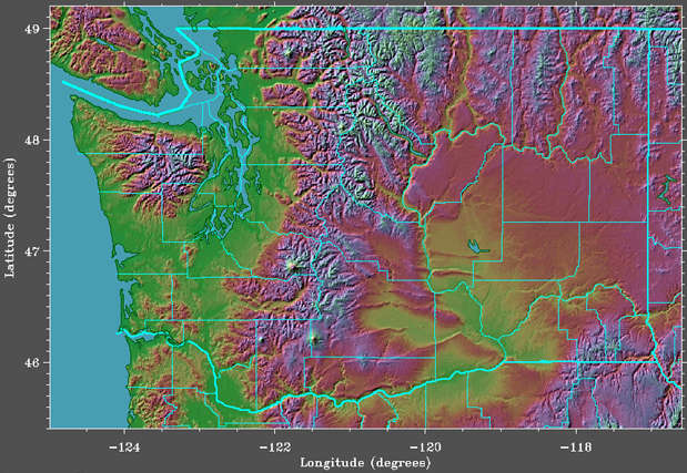 Washington State/County Elevation Image