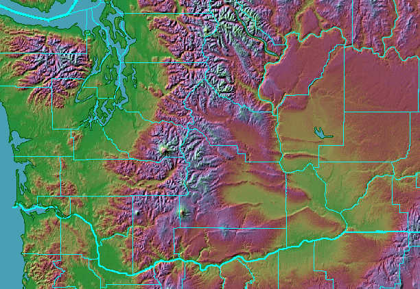 Washington State/County Elevation Image